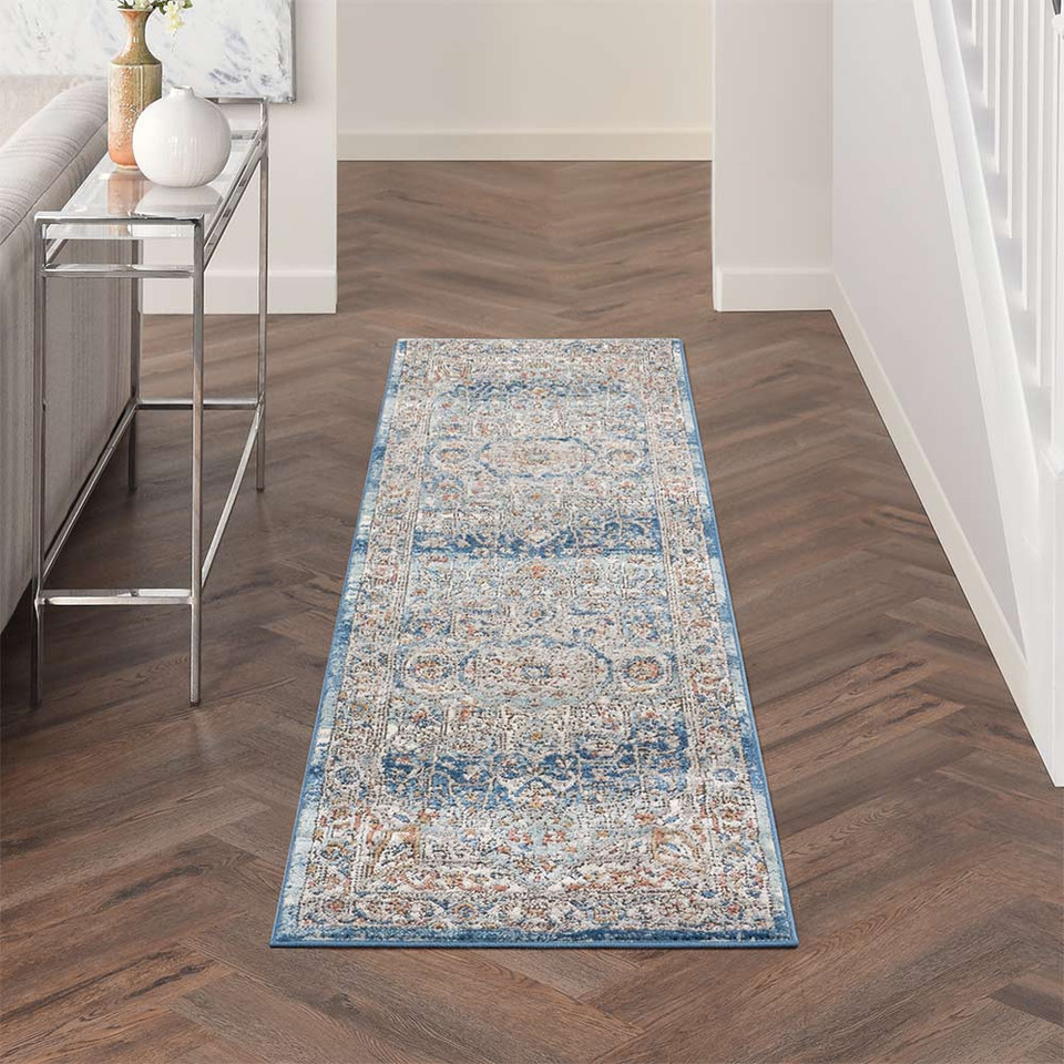 Quarry Ivory Blue QUA11 Rug Runner