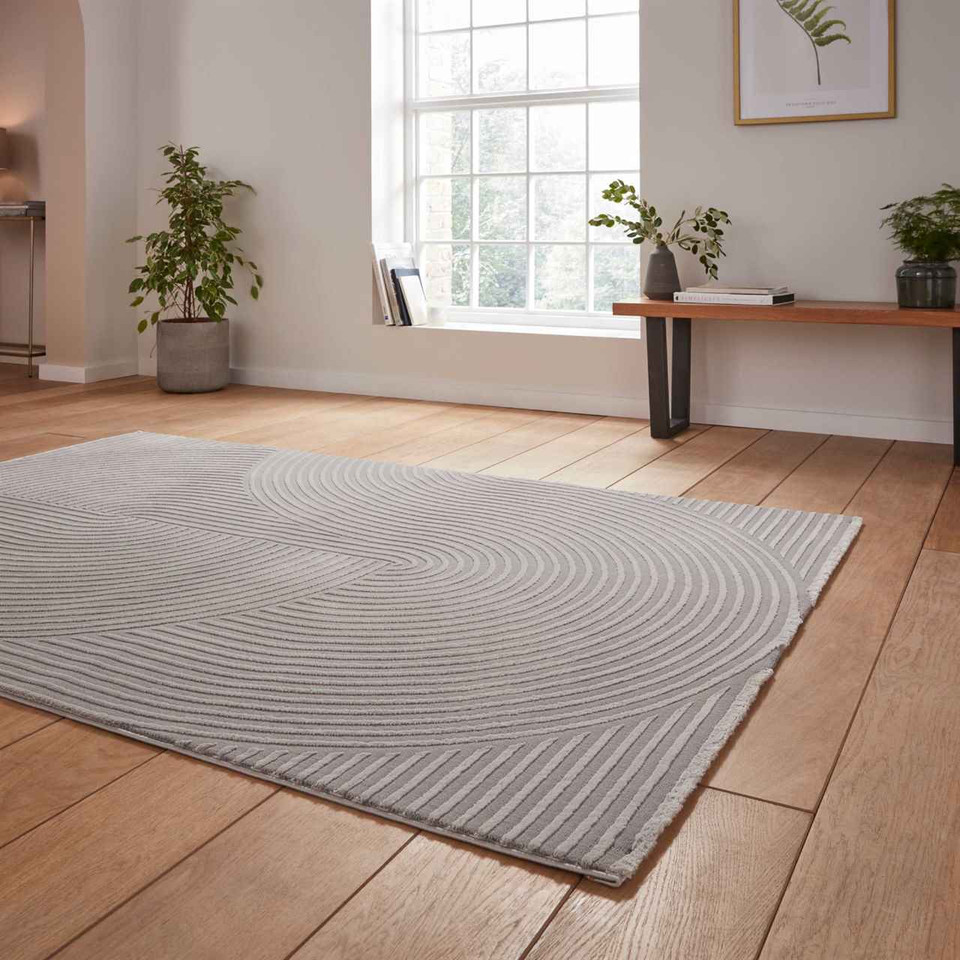 Flores 1924 Grey Washable Modern Rug