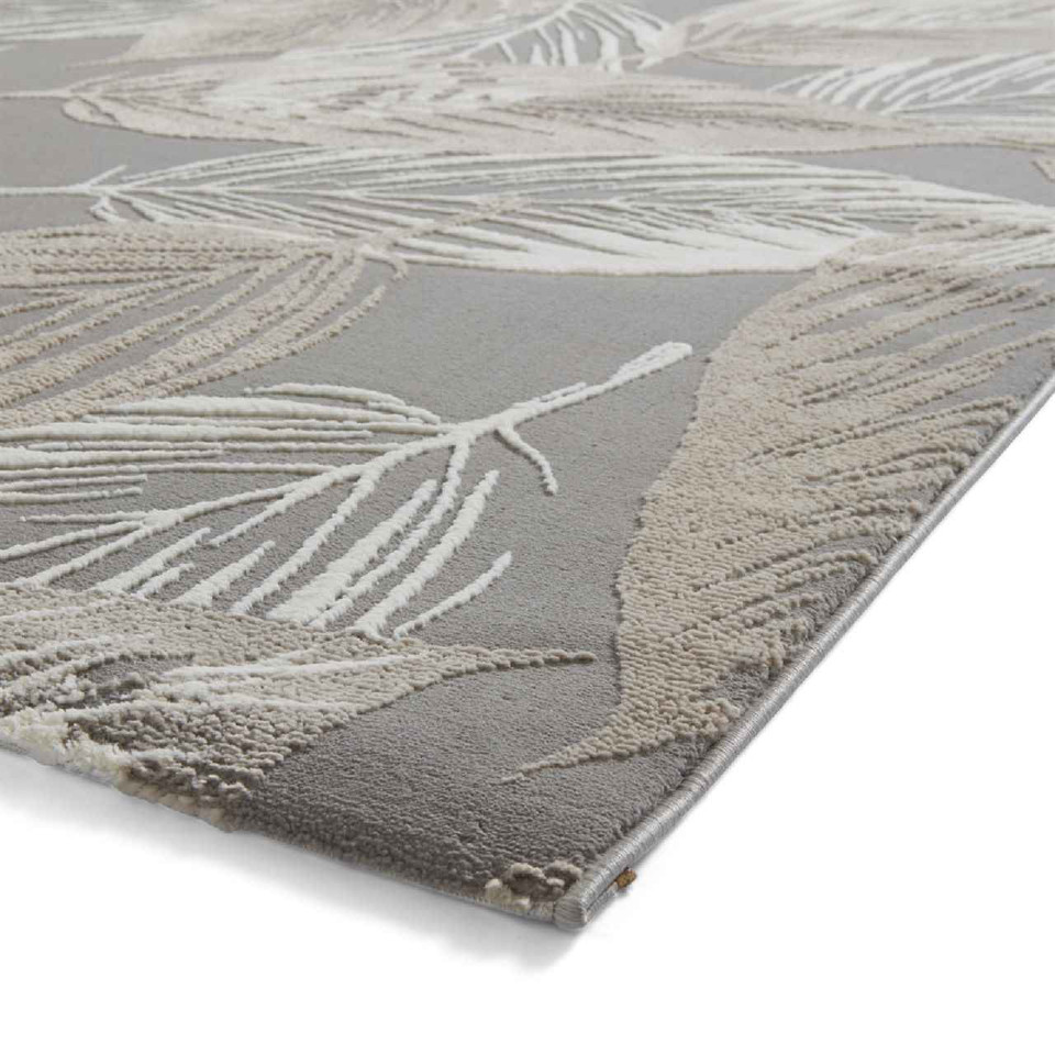 Flores 1925 Grey Washable Leaf Rug
