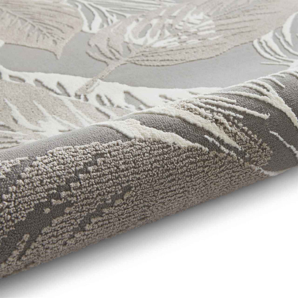 Flores 1925 Grey Washable Leaf Rug