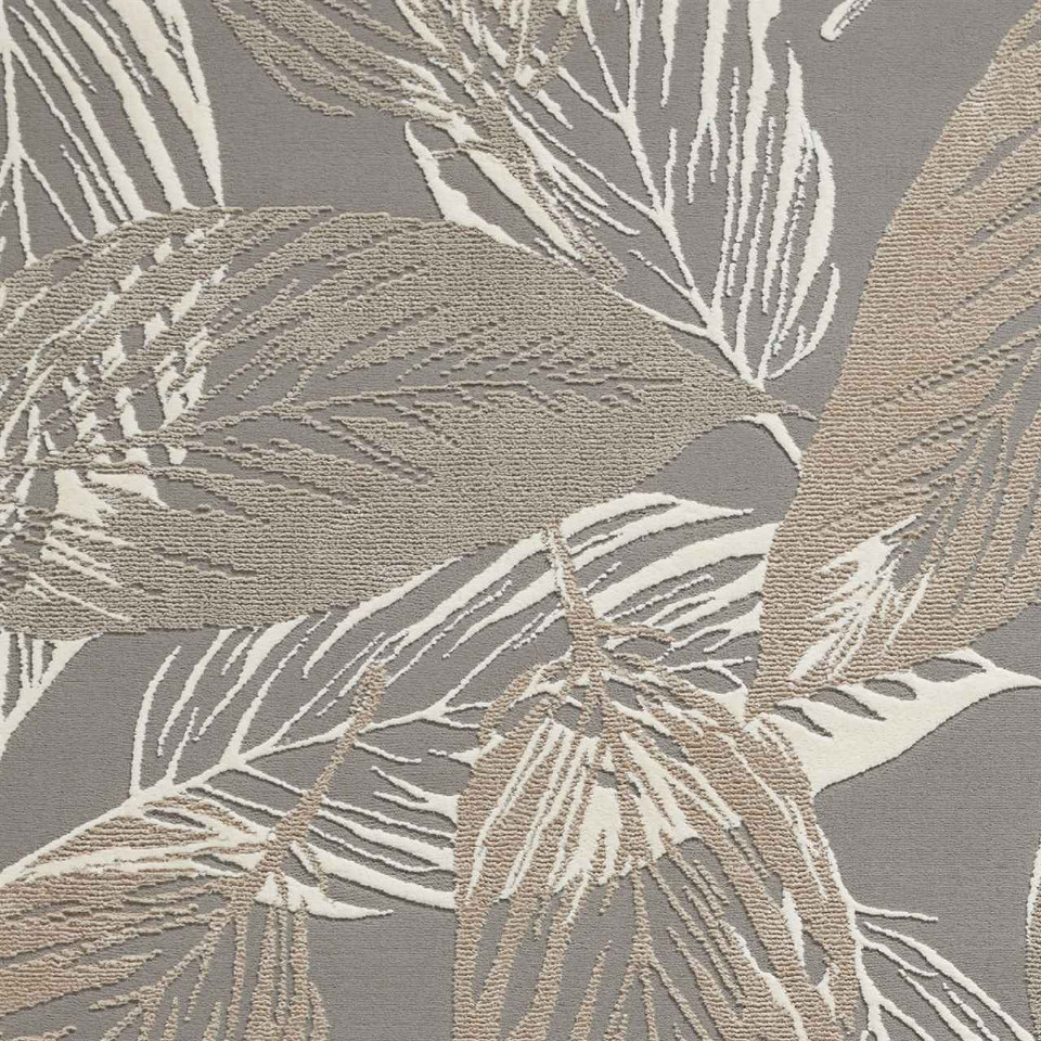 Flores 1925 Grey Washable Leaf Rug