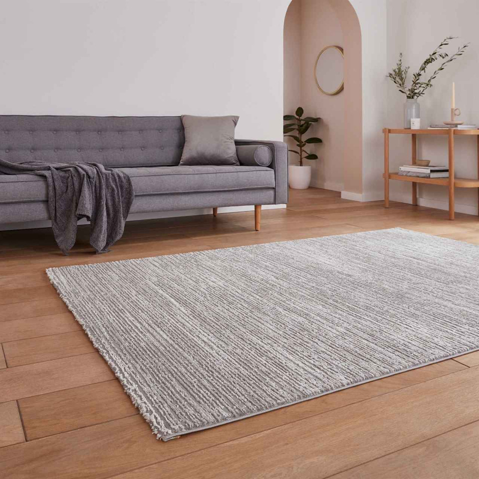 Flores 1930 Grey Washable Lines Rug