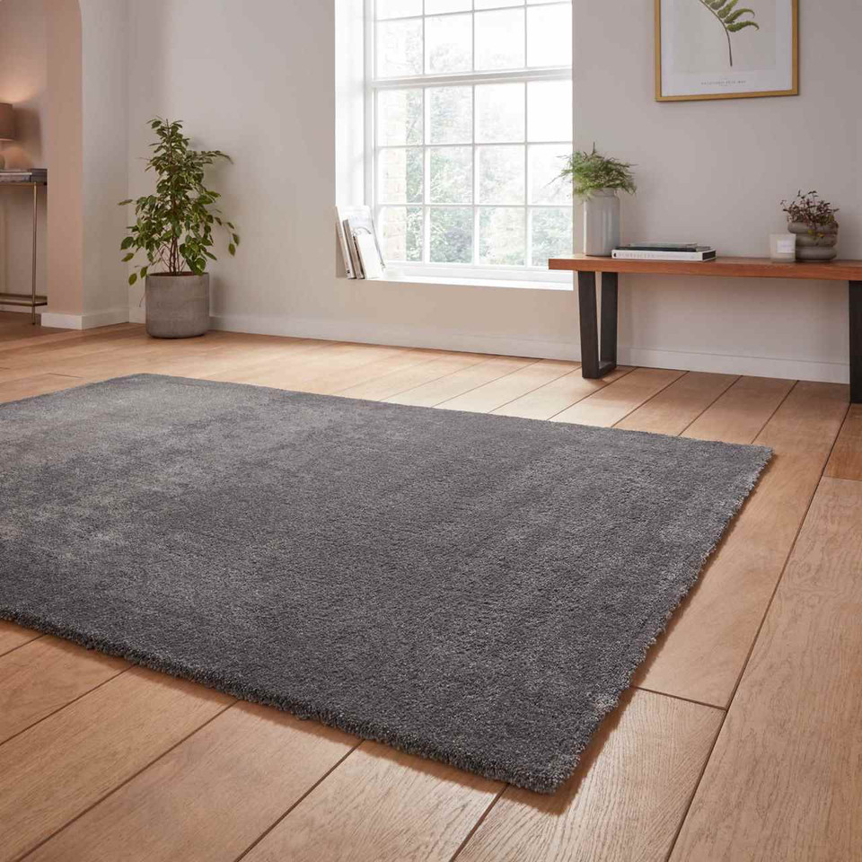 Cove Charcoal Soft Plain Short Shaggy Rug