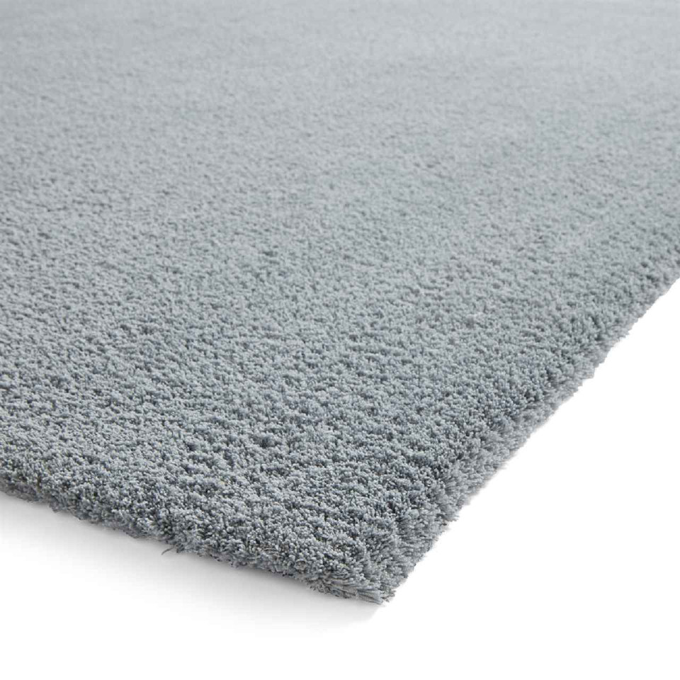 Kara Light Blue Shaggy Washable Plain Rug