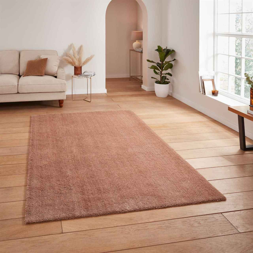 Kara Walnut Shaggy Washable Plain Rug