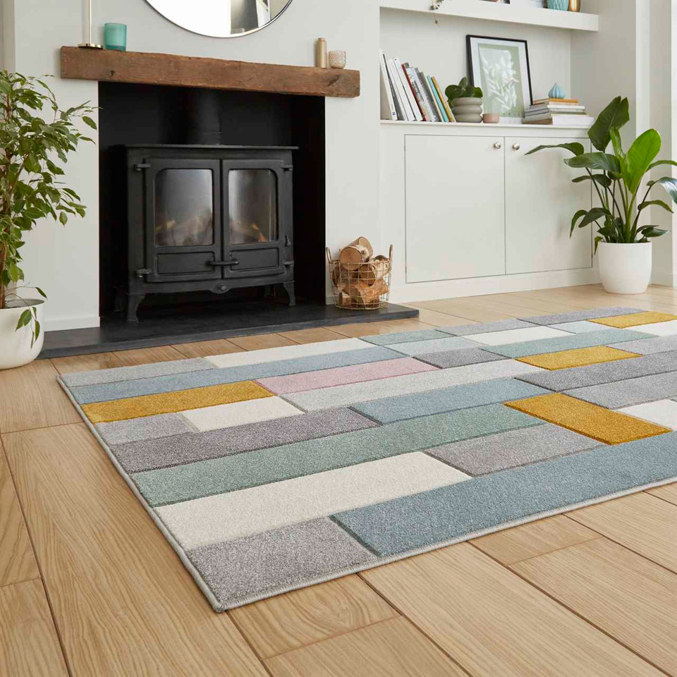 Matrix E7918 Multi Pastal Carved Rug