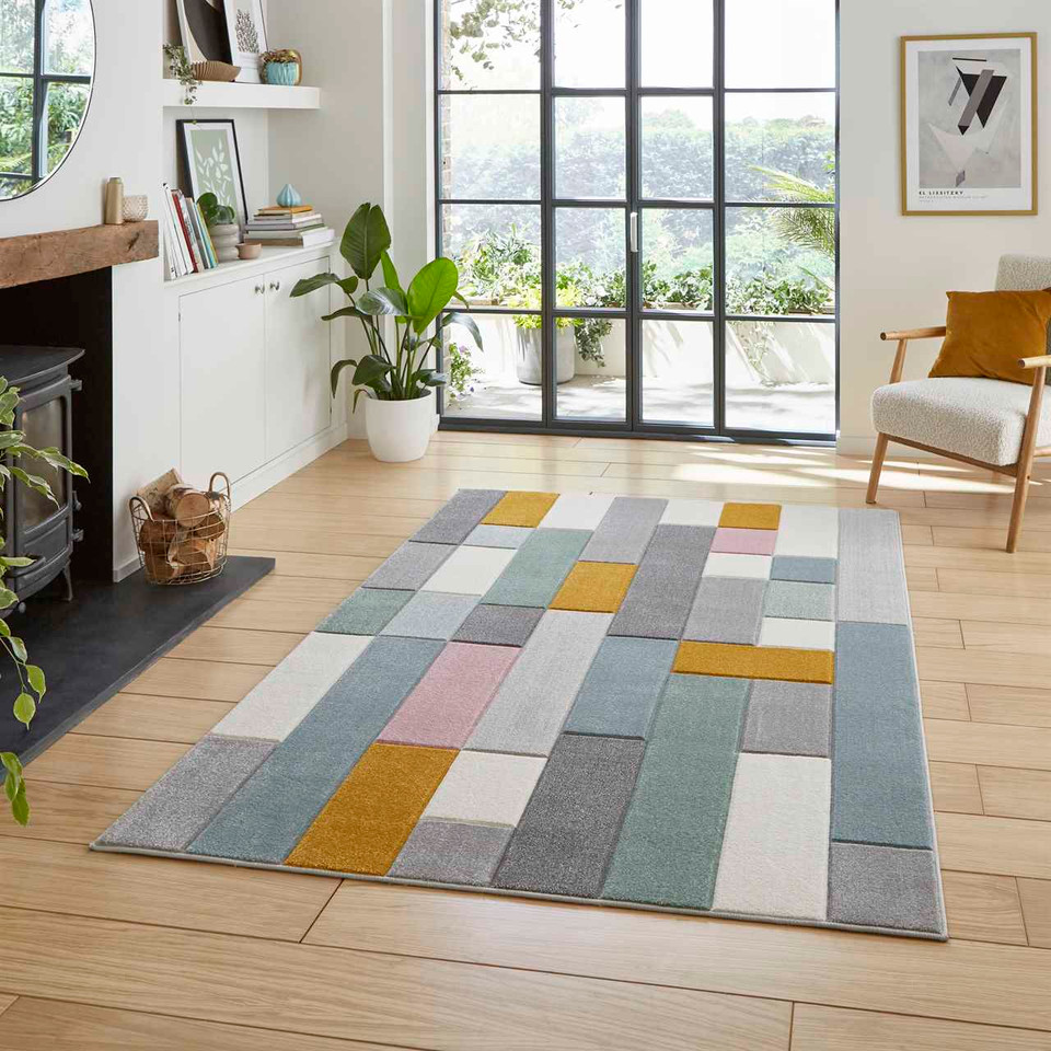 Matrix E7918 Multi Pastal Carved Rug