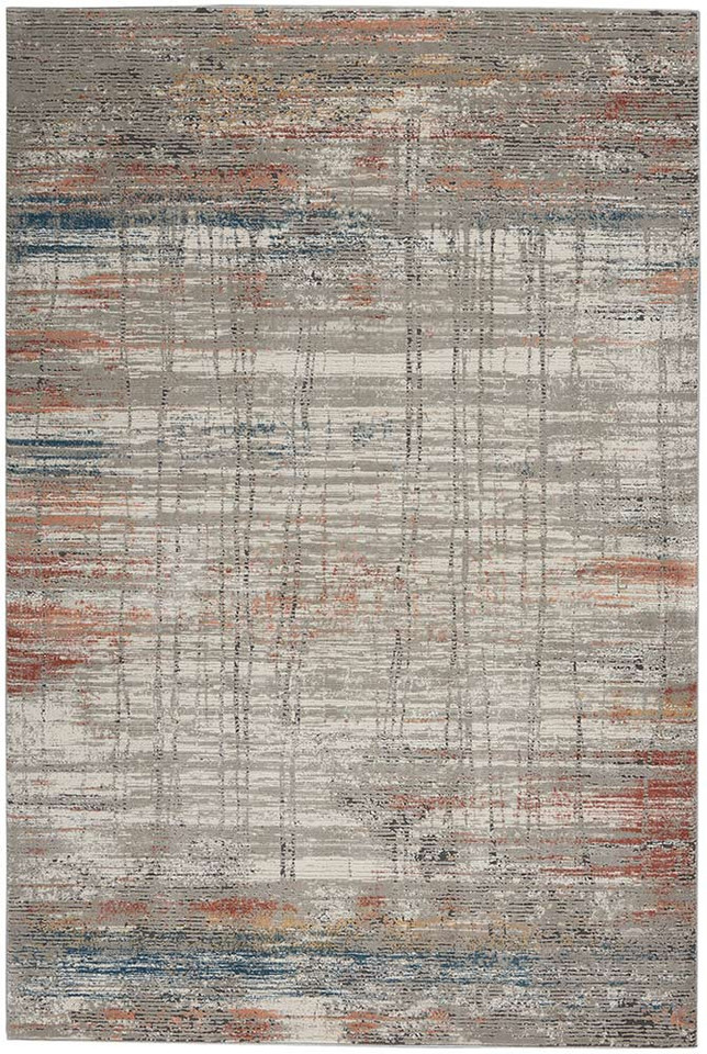 Rustic Textures RUS12 Grey Multi Abstract Rug Runner