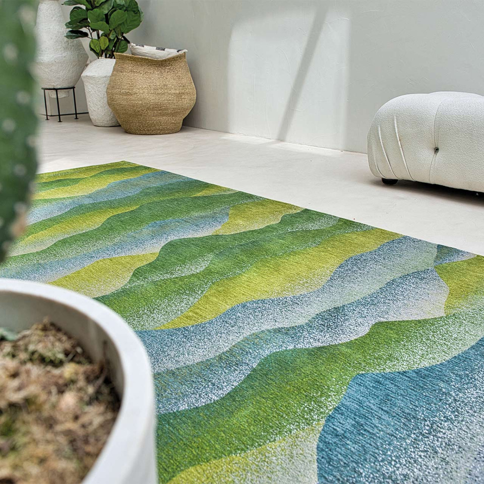 Himalaya Spring Green Blue Thin Rug 9379 LDP