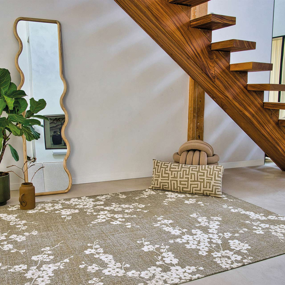 Sakura Wet Garden Green 9372 Indoor Outdoor Washable Eco Rug