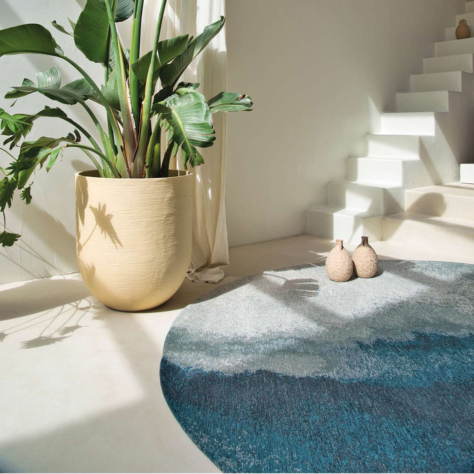 Lagoon Inkjet Marine Blue 9332 Indoor Outdoor Washable Eco Rug