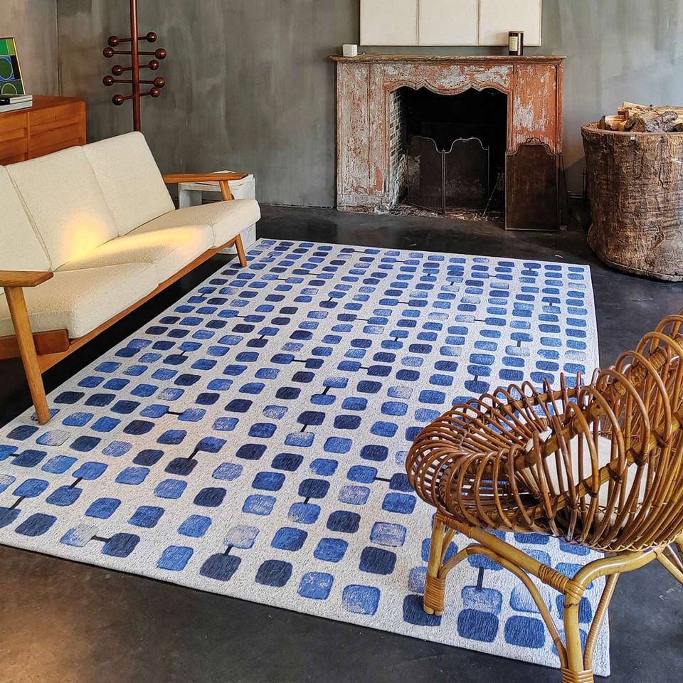 Cobblestone Amparo Blues Thin Rug 9348 LDP