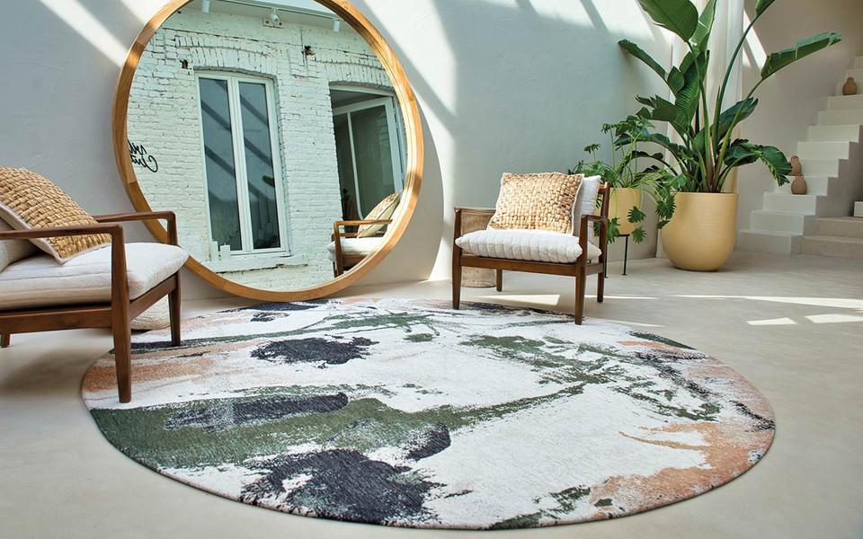 Fresque Indian Rice 9393 Indoor Outdoor Washable Eco Rug