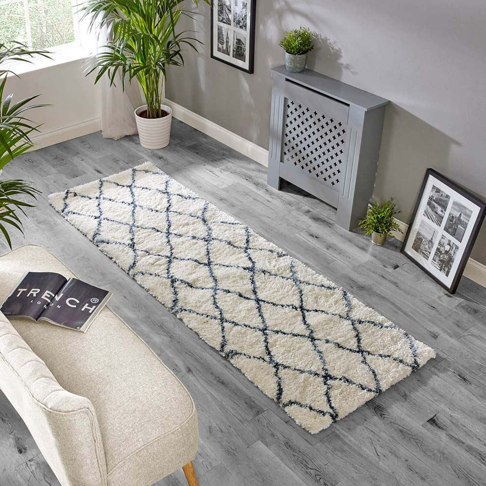 Alto AL03 Cream Blue Moroccan Rug Runner