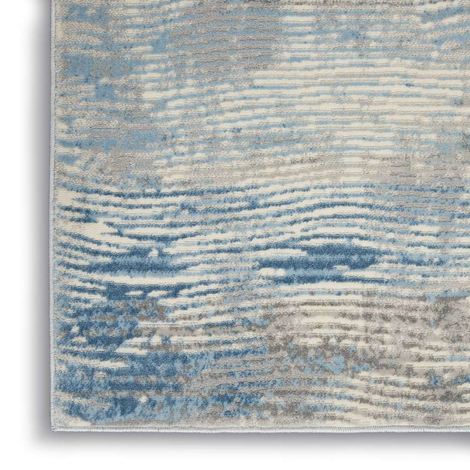 Solace SLA01 Ivory Grey and Blue Rug Runner