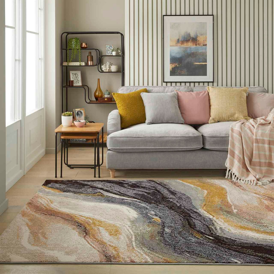 Amara Soft Stylish Abstract Rug Pearl Midnight