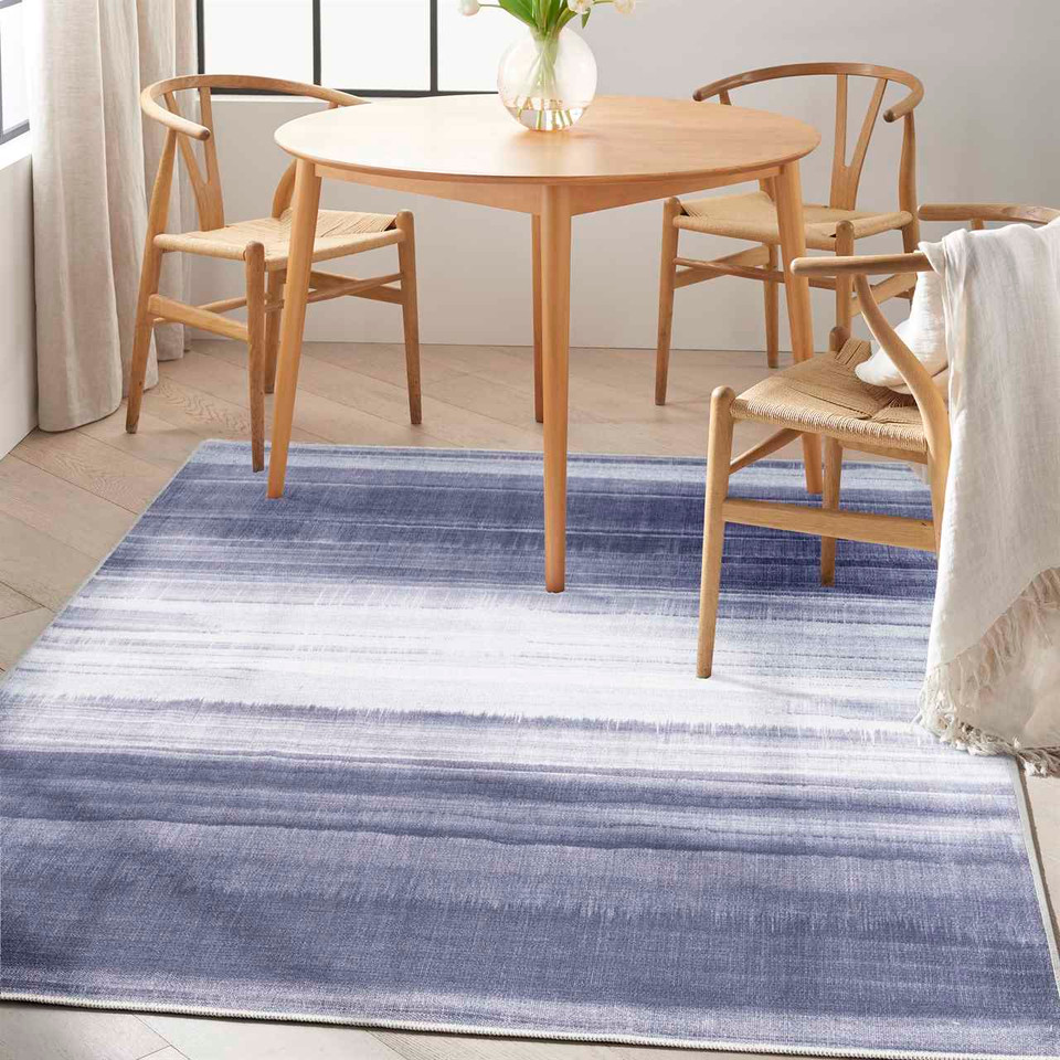 Calvin Klein Thin Washable Rug Launder Ombre Grey Blue