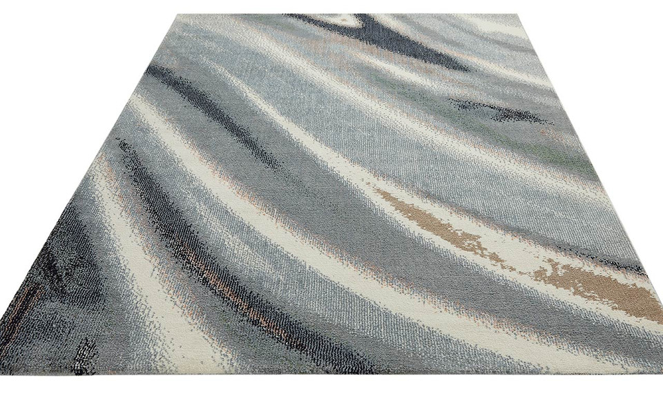 Amara Soft Stylish Abstract Rug Ivory Grey Blue