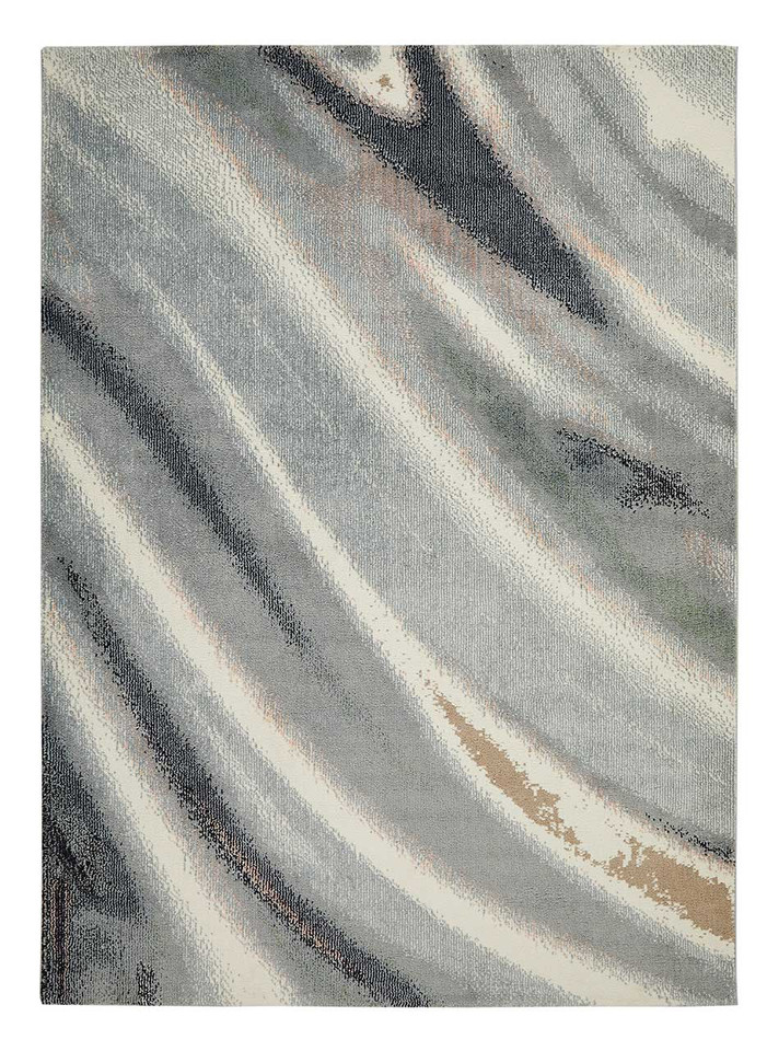 Amara Soft Stylish Abstract Rug Ivory Grey Blue