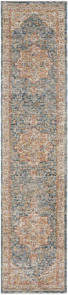 Sahar Traditional Silk Look Rug Ivory Blue 