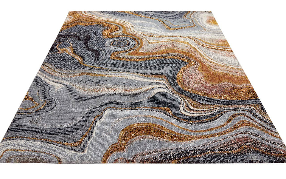 Amara Soft Stylish Abstract Rug Blue Bronze 