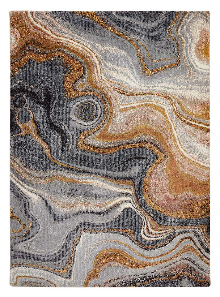 Amara Soft Stylish Abstract Rug Blue Bronze 