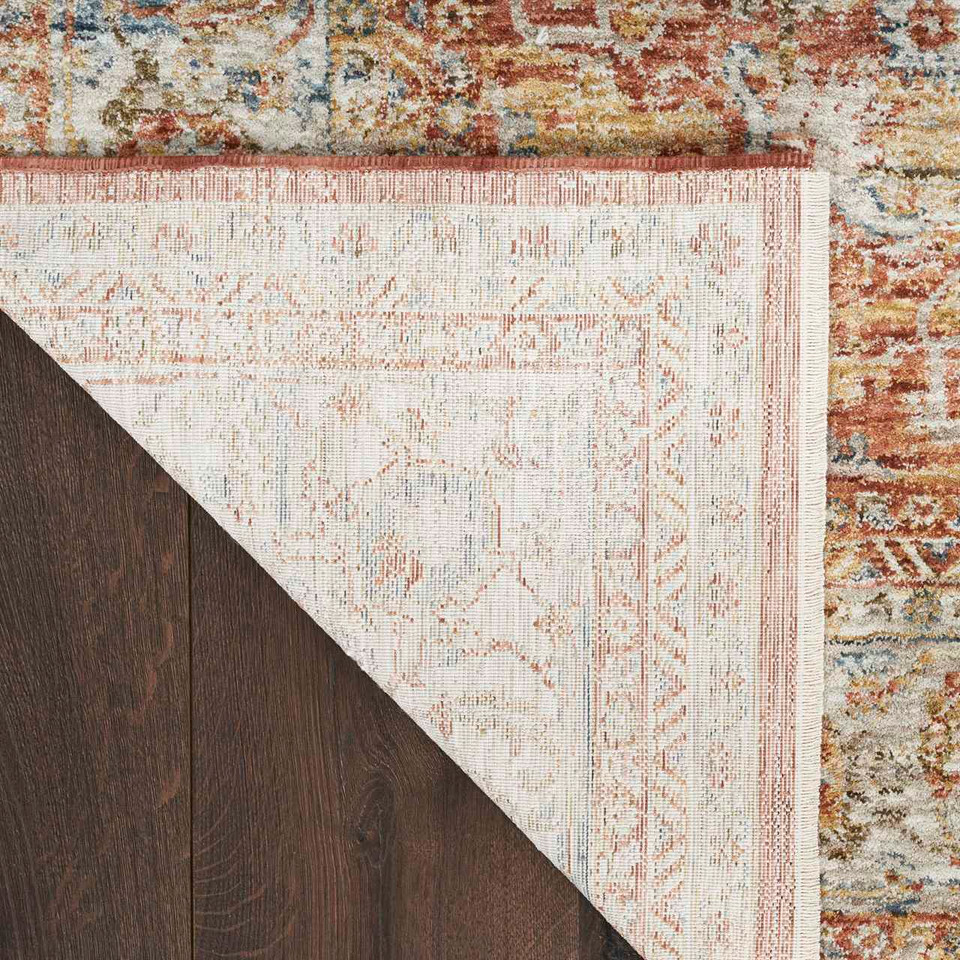 Sahar Traditional Silk Look Rug Ivory Multicolour 