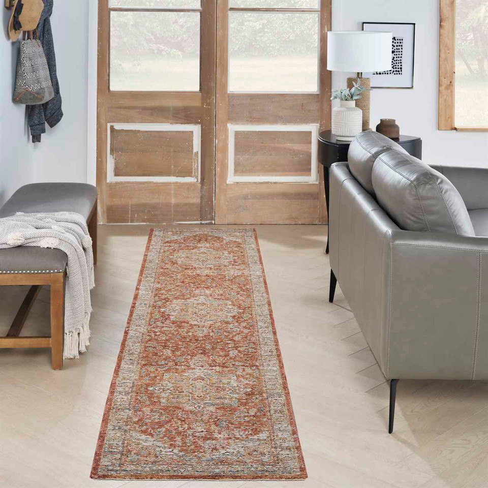 Sahar Traditional Silk Look Rug Ivory Multicolour 