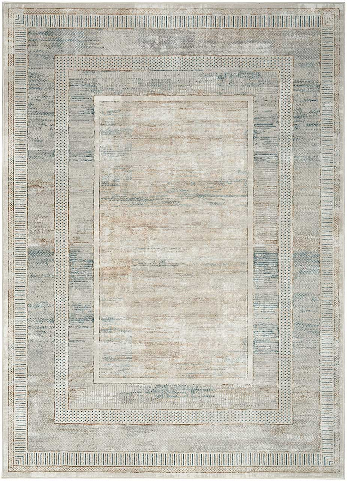 Glitz GLZ07 Silky Two Tone Thin Rug Ivory Multicolour