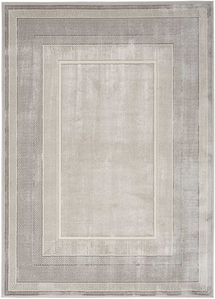 Glitz GLZ07 Silky Two Tone Thin Rug in Silver