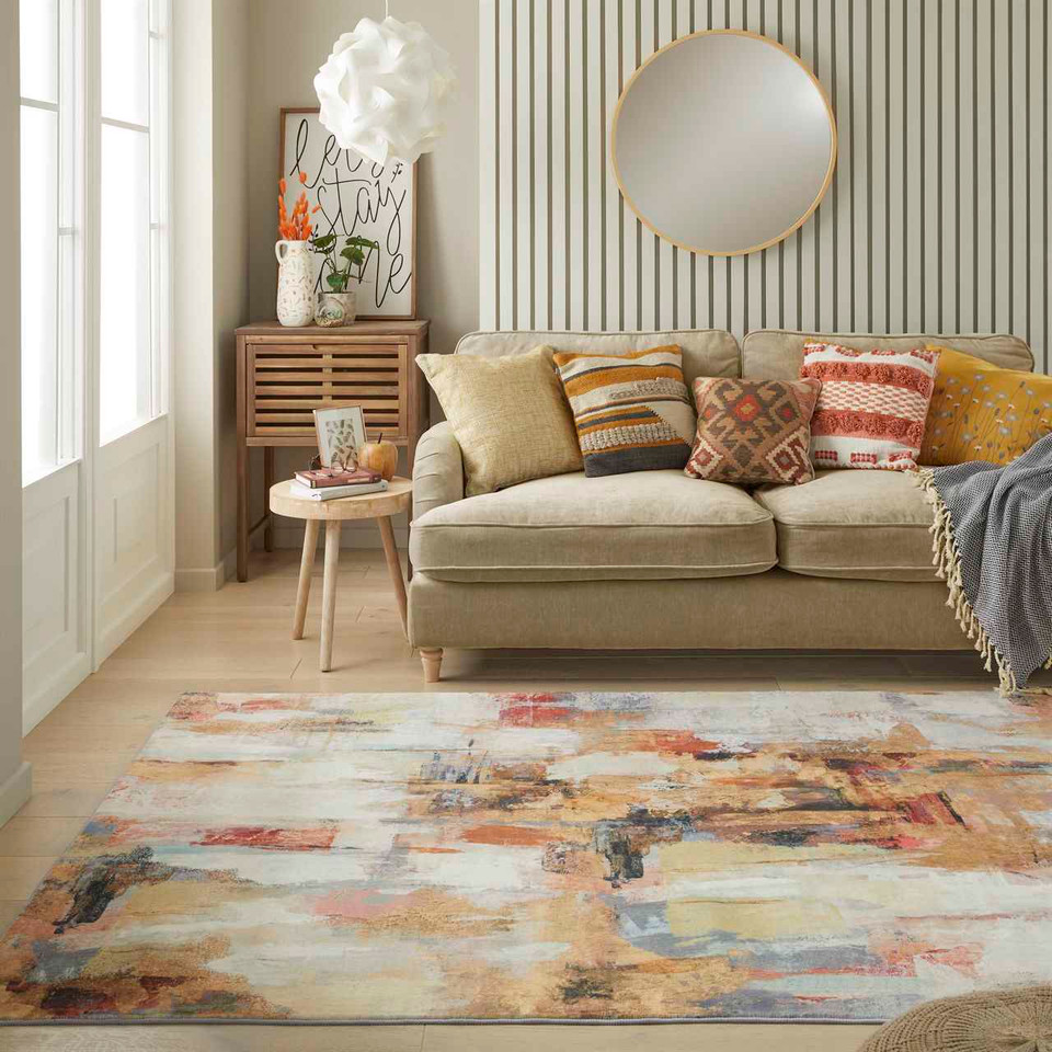 Washable Rug Modern Lux Beige Multi
