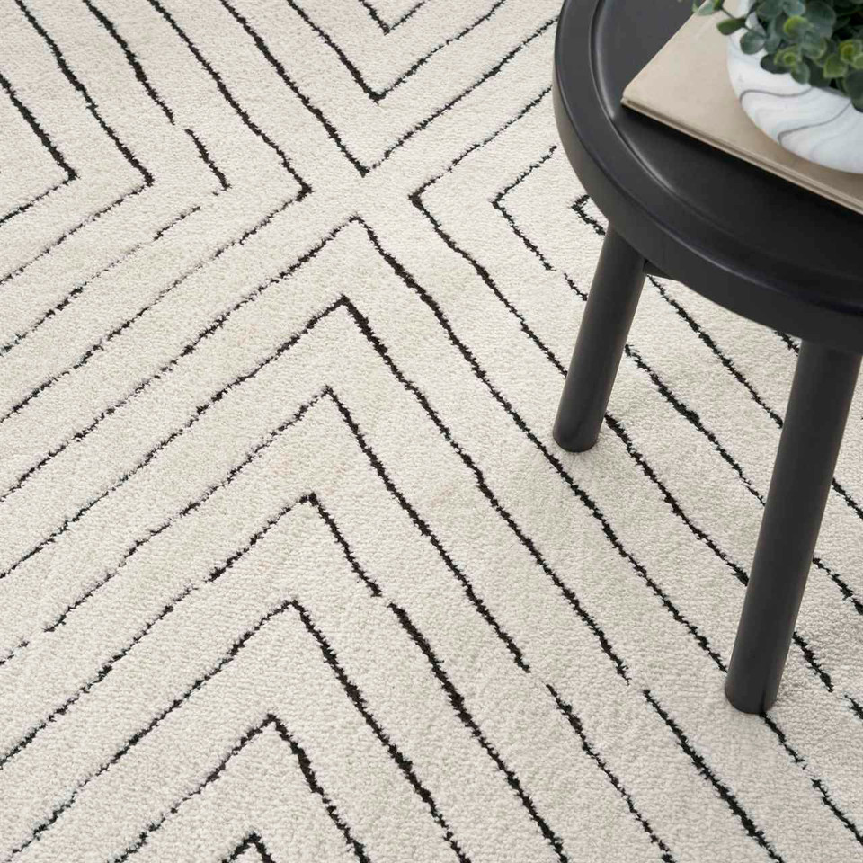 Modern Comfort Soft Rug Ivory Black