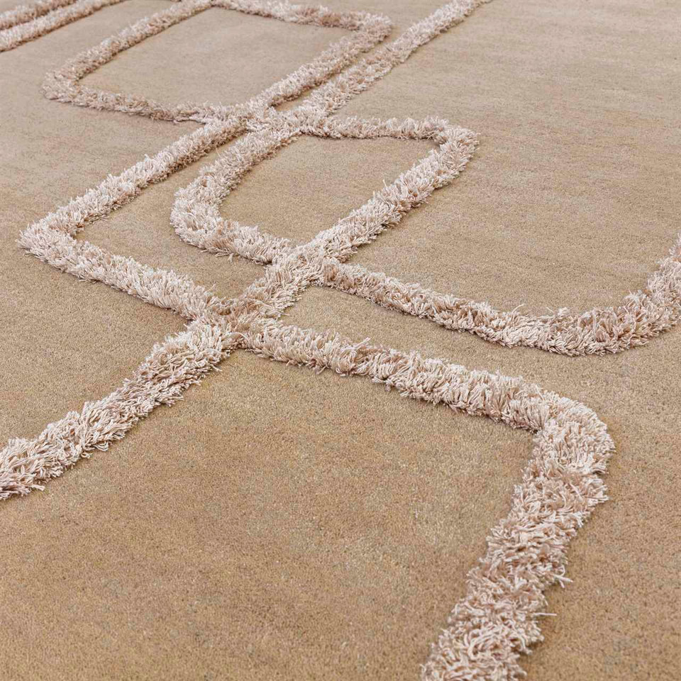 Matrix 95 Infinity Sand Thick Wool Floor Rug