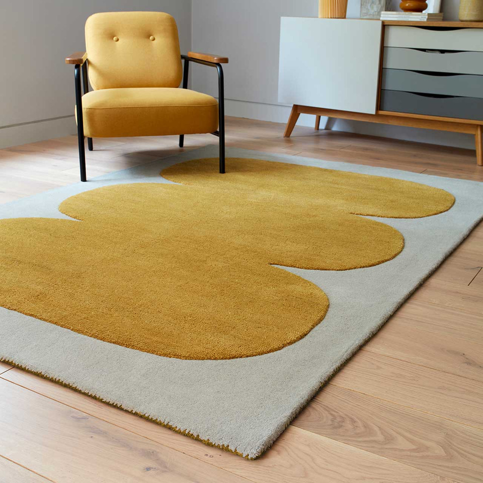 Canvas Sculpt Yellow Sculpted Modern Wool Rug