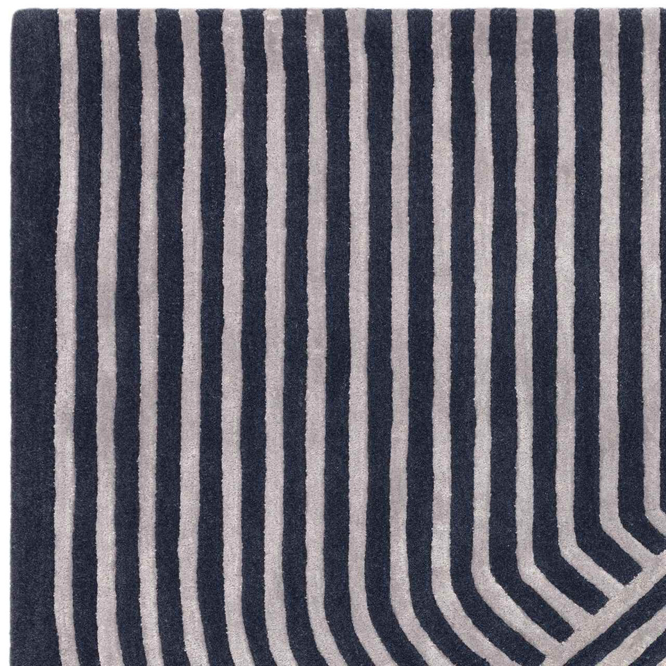 Matrix 97 Solstice Navy Rug Silky Lines Viscose Wool