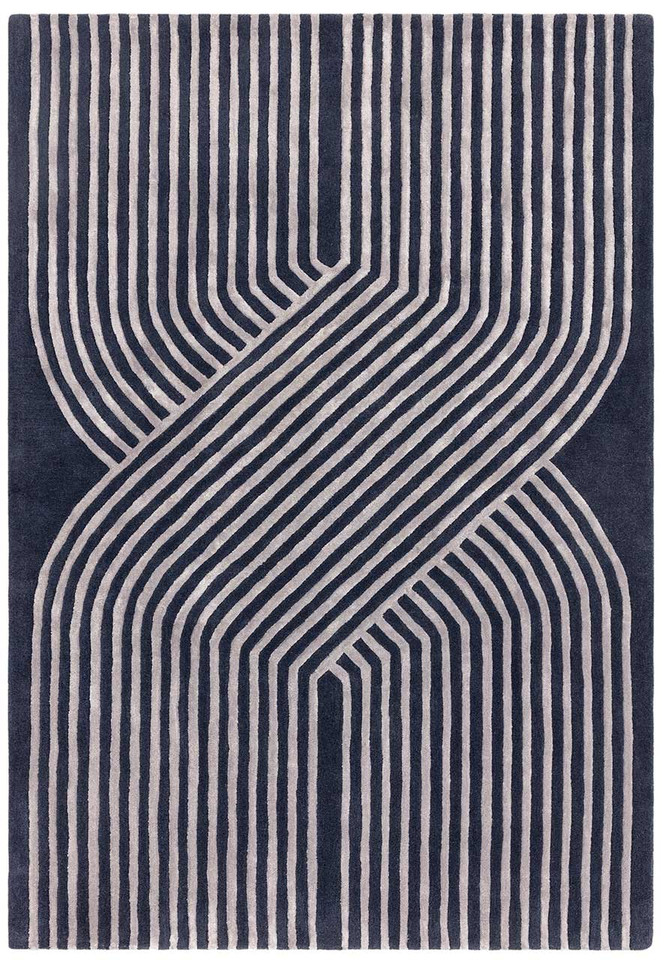 Matrix 97 Solstice Navy Rug Silky Lines Viscose Wool