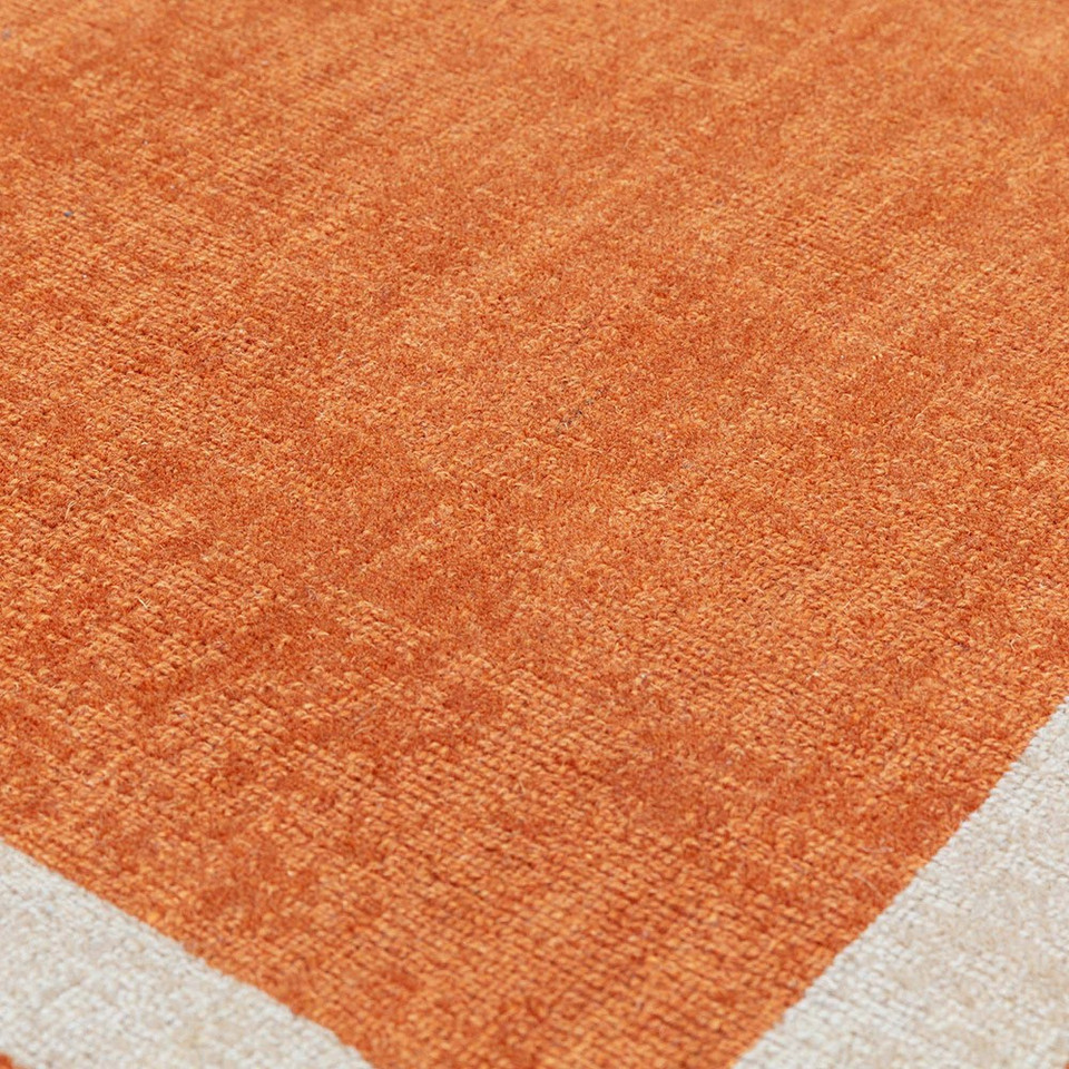 Albi Orange Pure Wool Plain Rug