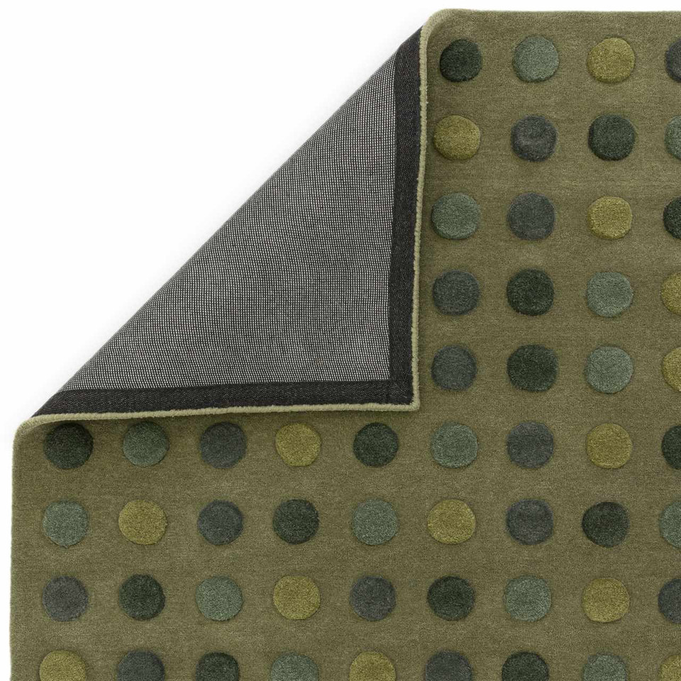 Dotty Green Thick Wool Indian Rug