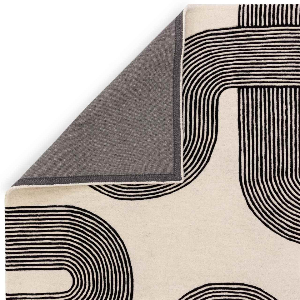 Matrix 87 Arches Black Cream Thick Wool Rug