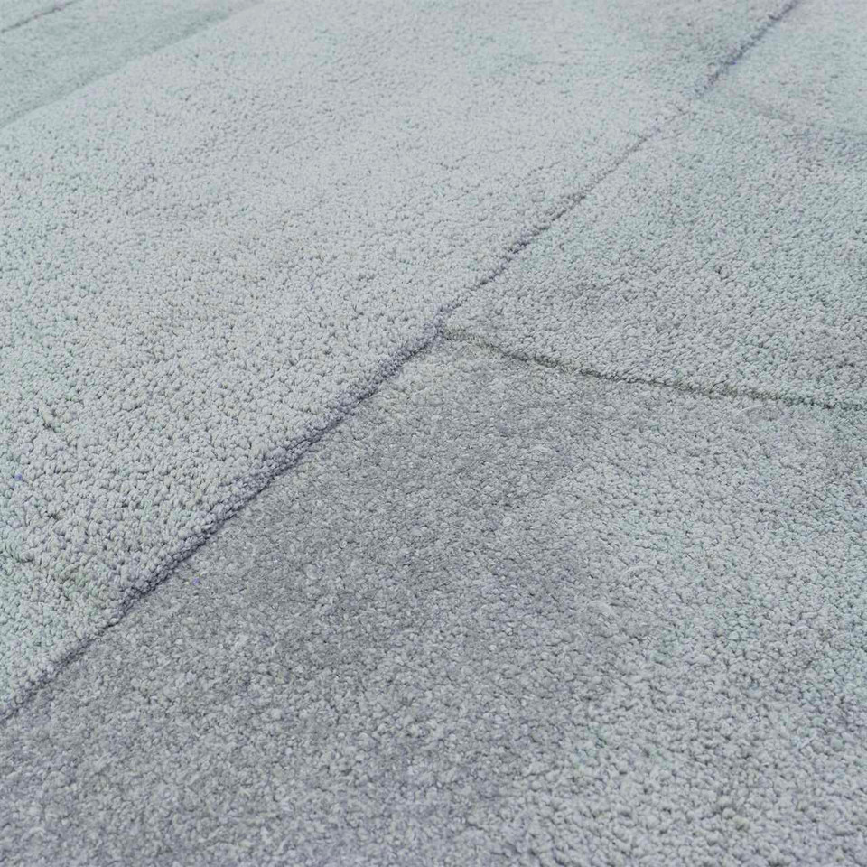 Tova Plain Light Blue Rug Thick Carved Finish