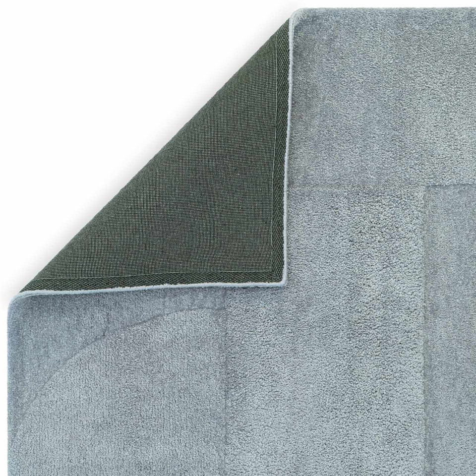 Tova Plain Light Blue Rug Thick Carved Finish