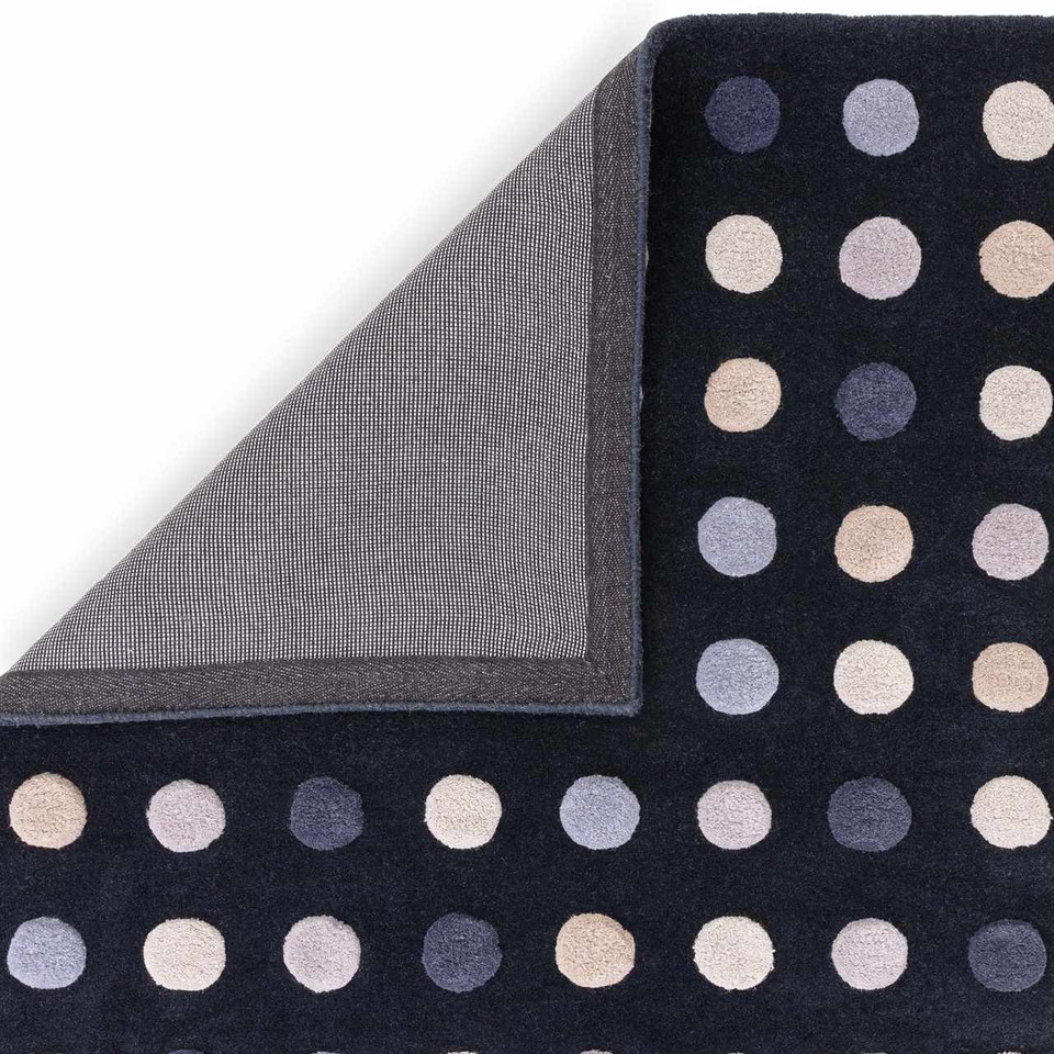 Dotty Navy Thick Wool Indian Rug