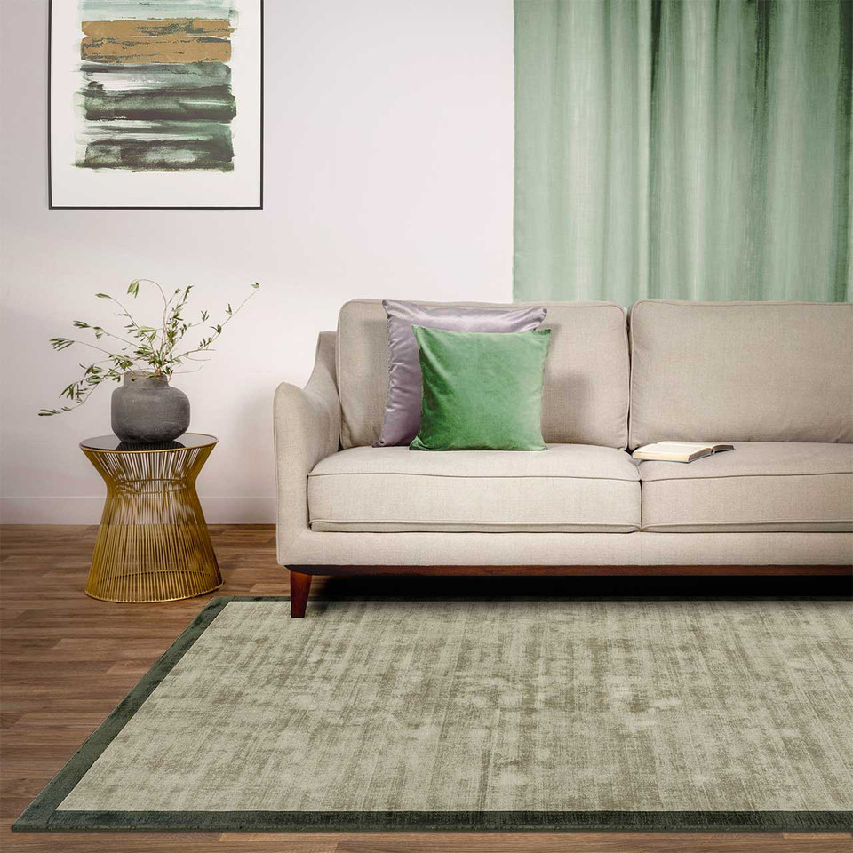 Blade Border Handwoven Rug Rug Sage Olive 05