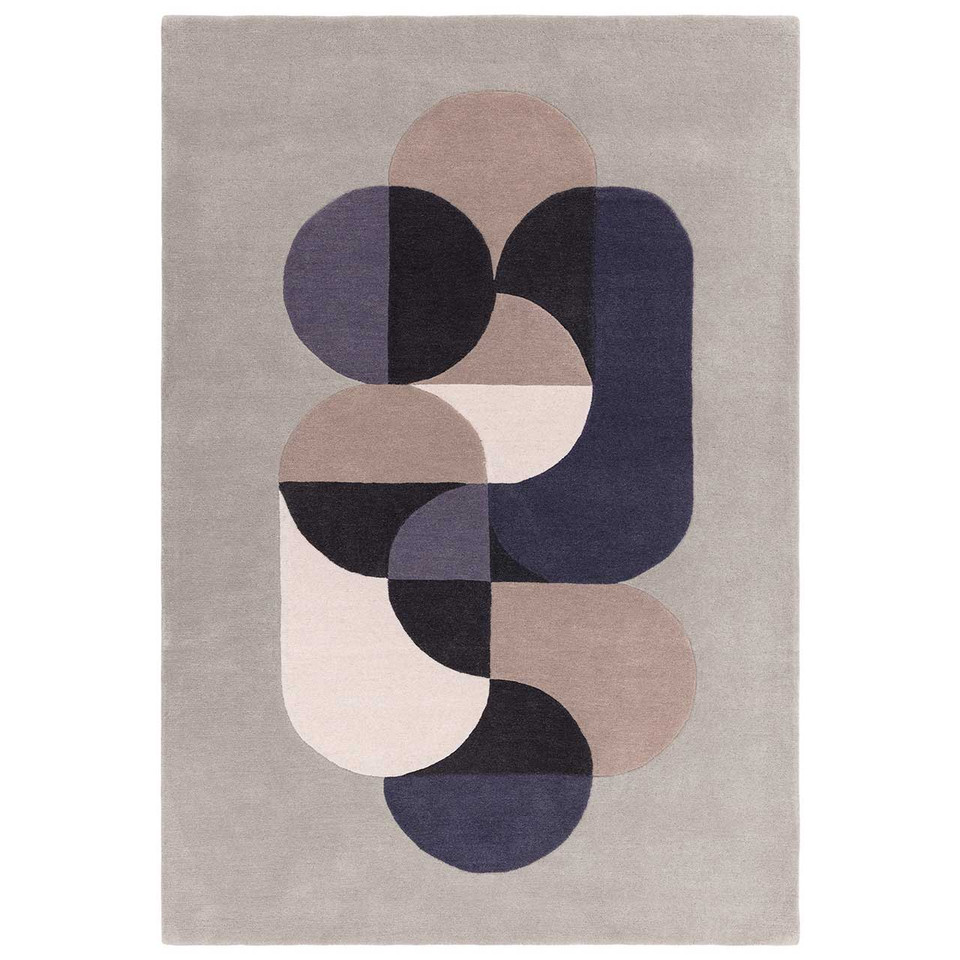 Matrix 92 Statement Grey Blue Stylish Wool Rug