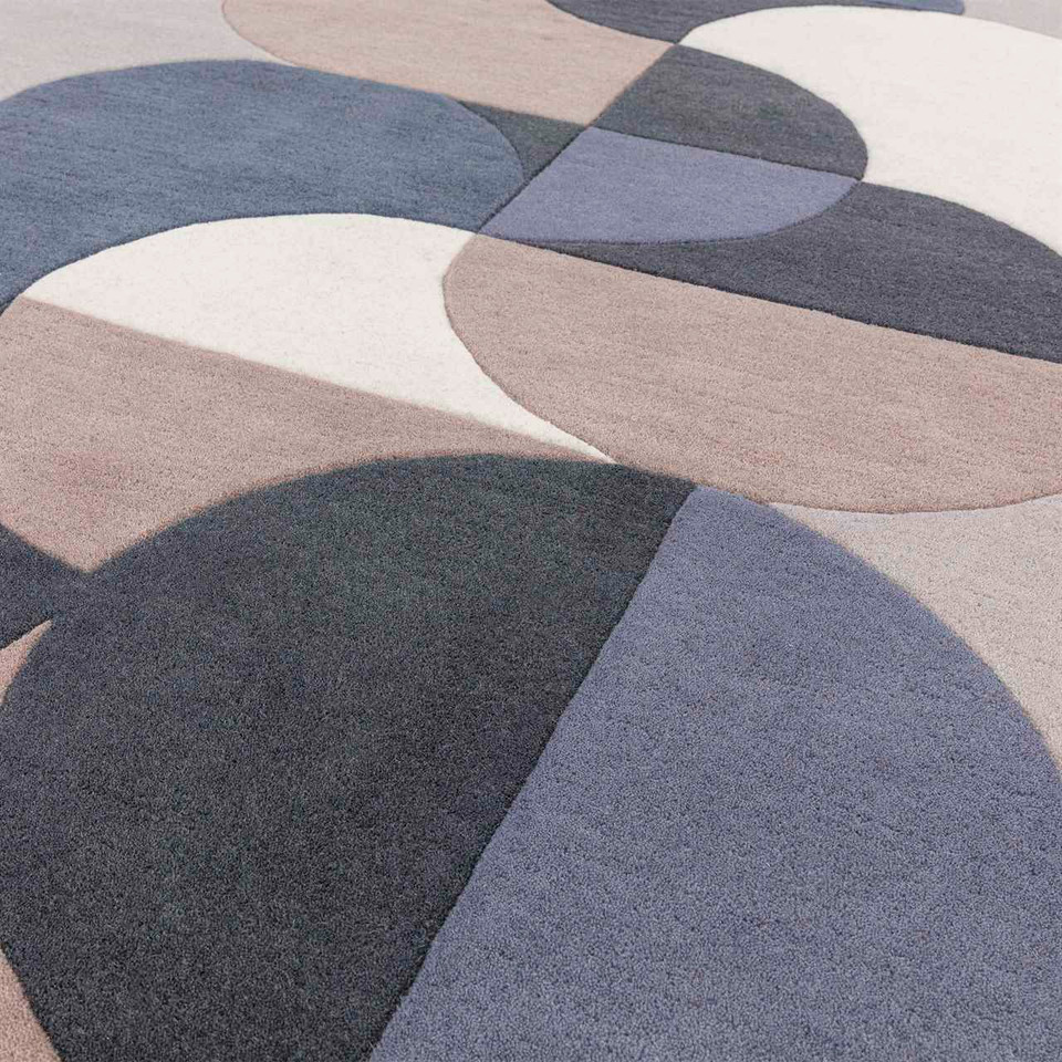 Matrix 92 Statement Grey Blue Stylish Wool Rug