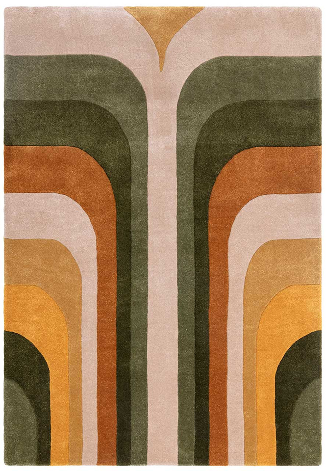Romy 02 Retro Green Eco Friendly Modern Rug