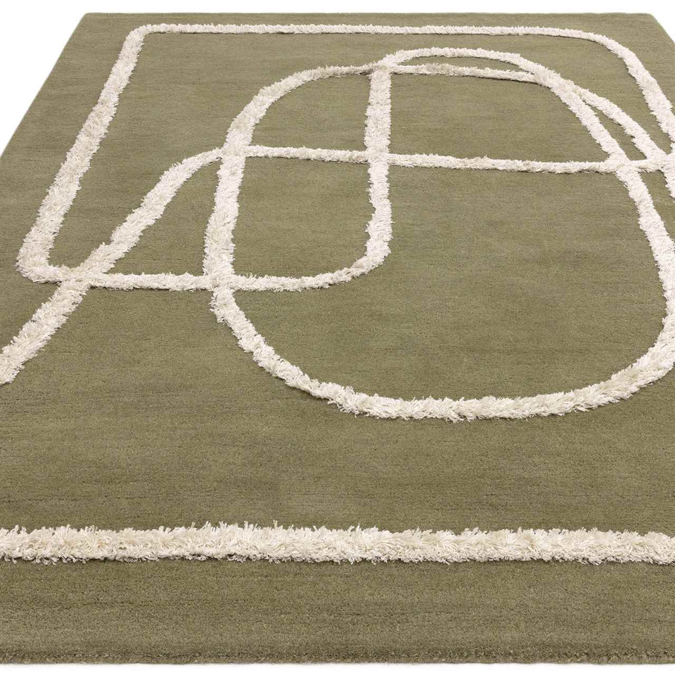 Matrix 93 Infinity Sage Thick Wool Floor Rug
