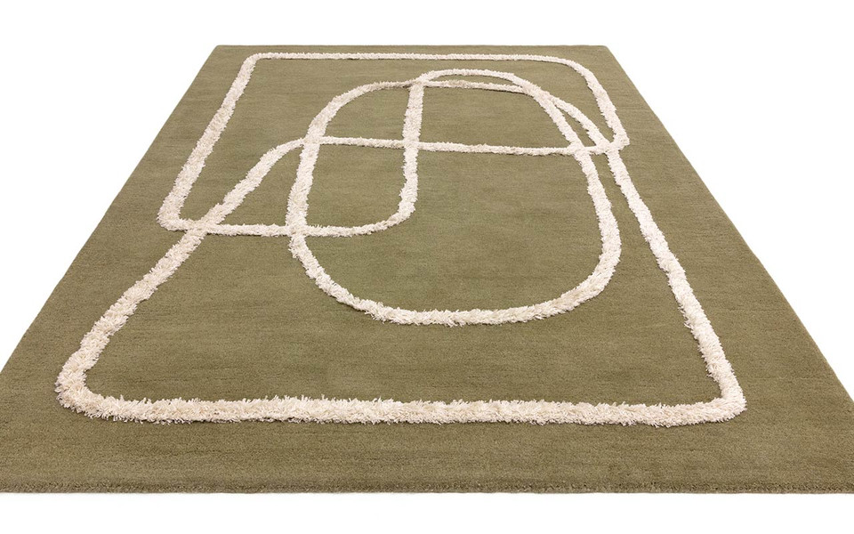 Matrix 93 Infinity Sage Thick Wool Floor Rug