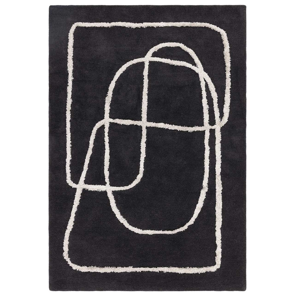 Matrix 94 Infinity Charcoal Thick Wool Floor Rug