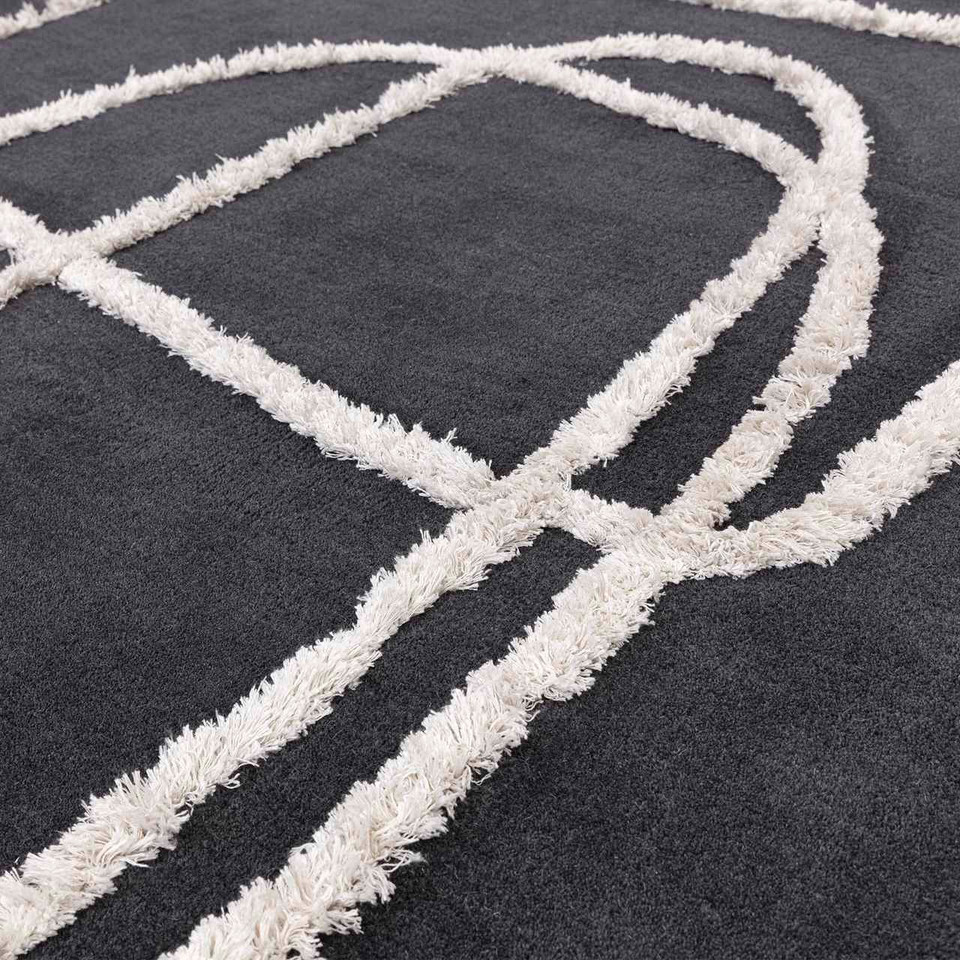Matrix 94 Infinity Charcoal Thick Wool Floor Rug
